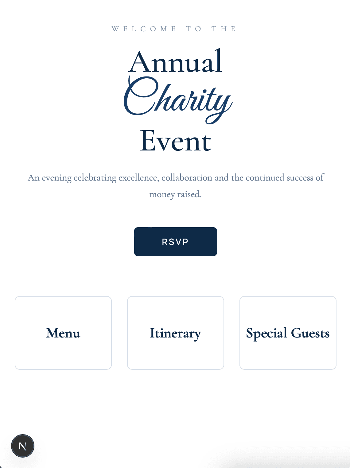 Annual charity event website